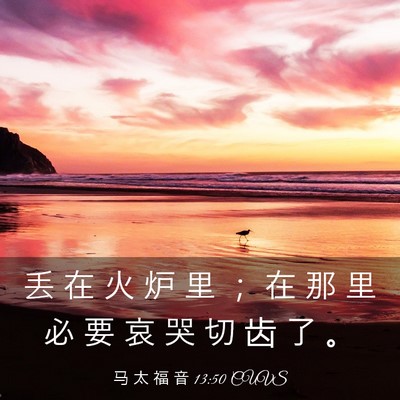 Picture 03 - 马 太 福 音 13:50 CUVS - 丢 在 火 炉 里 ； 在 那 里 必 要 哀 - Bible Verse Picture