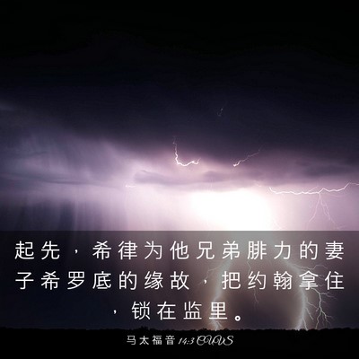 Picture 03 - 马 太 福 音 14:3 CUVS - 起 先 ， 希 律 为 他 兄 弟 腓 力 的 - Bible Verse Picture