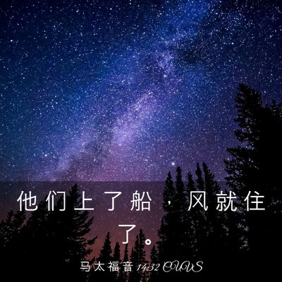 Picture 03 - 马 太 福 音 14:32 CUVS - 他 们 上 了 船 ， 风 就 住 了 - Bible Verse Picture