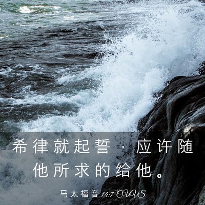 Picture 03 - 马 太 福 音 14:7 CUVS - 希 律 就 起 誓 ， 应 许 随 他 所 求 - Bible Verse Picture