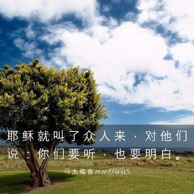 Picture 03 - 马 太 福 音 15:10 CUVS - 耶 稣 就 叫 了 众 人 来 ， 对 他 们 - Bible Verse Picture