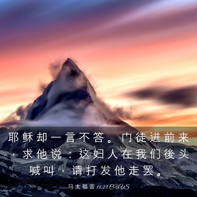 Picture 03 - 马 太 福 音 15:23 CUVS - 耶 稣 却 一 言 不 答 。 门 徒 进 前 - Bible Verse Picture