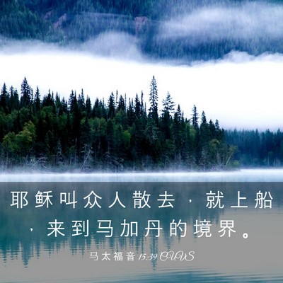 Picture 03 - 马 太 福 音 15:39 CUVS - 耶 稣 叫 众 人 散 去 ， 就 上 船 ， - Bible Verse Picture