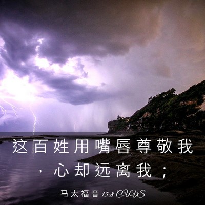 Picture 03 - 马 太 福 音 15:8 CUVS - 这 百 姓 用 嘴 唇 尊 敬 我 ， 心 却 - Bible Verse Picture