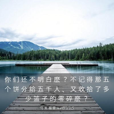 Picture 03 - 马 太 福 音 16:9 CUVS - 你 们 还 不 明 白 麽 ？ 不 记 得 那 - Bible Verse Picture