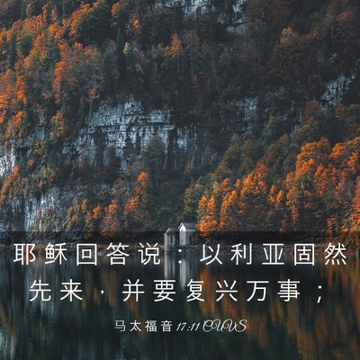Picture 03 - 马 太 福 音 17:11 CUVS - 耶 稣 回 答 说 ： 以 利 亚 固 然 先 - Bible Verse Picture