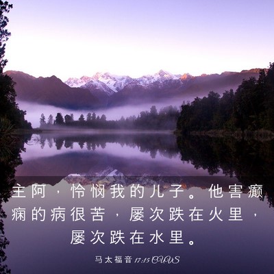 Picture 03 - 马 太 福 音 17:15 CUVS - 主 阿 ， 怜 悯 我 的 儿 子 。 他 害 - Bible Verse Picture