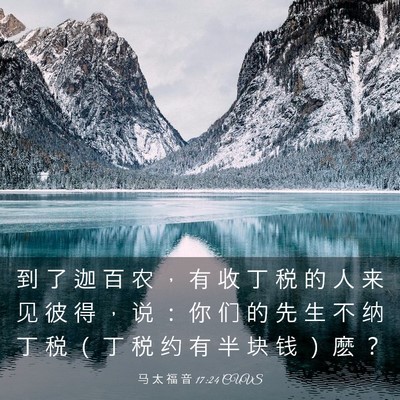 Picture 03 - 马 太 福 音 17:24 CUVS - 到 了 迦 百 农 ， 有 收 丁 税 的 人 - Bible Verse Picture