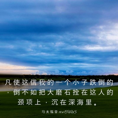 Picture 03 - 马 太 福 音 18:6 CUVS - 凡 使 这 信 我 的 一 个 小 子 跌 倒 - Bible Verse Picture