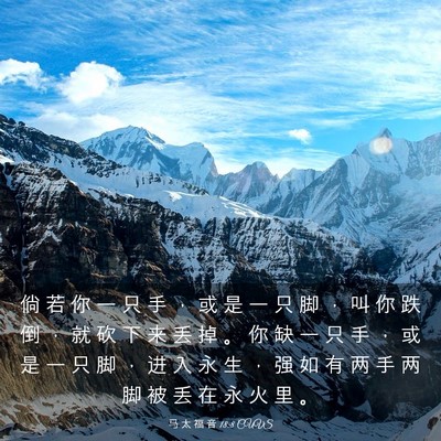 Picture 03 - 马 太 福 音 18:8 CUVS - 倘 若 你 一 只 手 ， 或 是 一 只 脚 - Bible Verse Picture