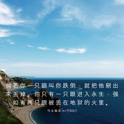 Picture 03 - 马 太 福 音 18:9 CUVS - 倘 若 你 一 只 眼 叫 你 跌 倒 ， 就 - Bible Verse Picture