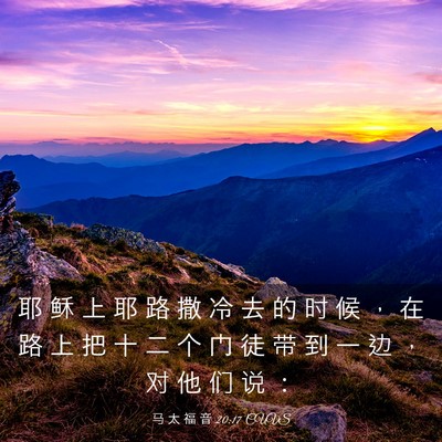 Picture 03 - 马 太 福 音 20:17 CUVS - 耶 稣 上 耶 路 撒 冷 去 的 时 候 ， - Bible Verse Picture