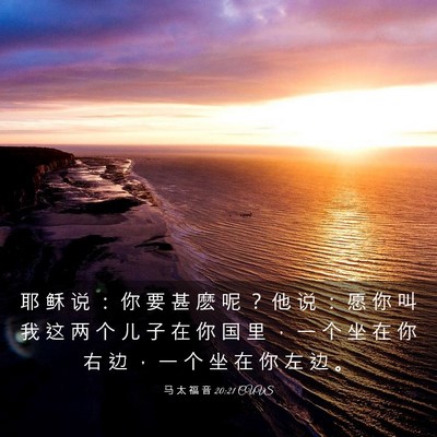 Picture 03 - 马 太 福 音 20:21 CUVS - 耶 稣 说 ： 你 要 甚 麽 呢 ？ 他 说 - Bible Verse Picture
