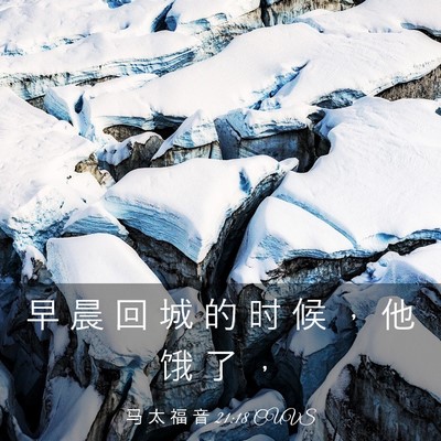 Picture 03 - 马 太 福 音 21:18 CUVS - 早 晨 回 城 的 时 候 ， 他 饿 了 - Bible Verse Picture