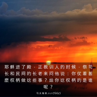 Picture 03 - 马 太 福 音 21:23 CUVS - 耶 稣 进 了 殿 ， 正 教 训 人 的 时 - Bible Verse Picture