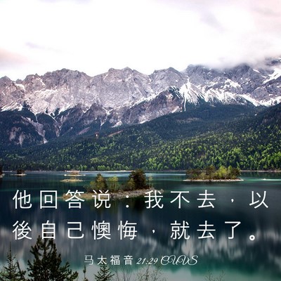 Picture 03 - 马 太 福 音 21:29 CUVS - 他 回 答 说 ： 我 不 去 ， 以 後 自 - Bible Verse Picture