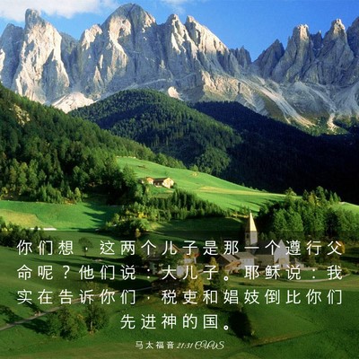 Picture 03 - 马 太 福 音 21:31 CUVS - 你 们 想 ， 这 两 个 儿 子 是 那 一 - Bible Verse Picture