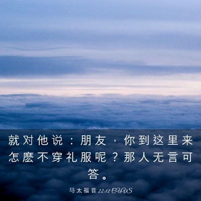 Picture 03 - 马 太 福 音 22:12 CUVS - 就 对 他 说 ： 朋 友 ， 你 到 这 里 - Bible Verse Picture