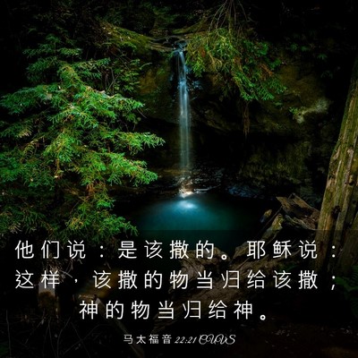 Picture 03 - 马 太 福 音 22:21 CUVS - 他 们 说 ： 是 该 撒 的 。 耶 稣 说 - Bible Verse Picture