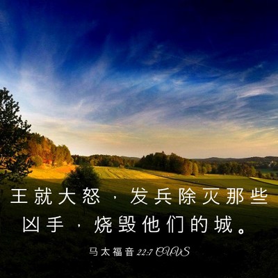 Picture 03 - 马 太 福 音 22:7 CUVS - 王 就 大 怒 ， 发 兵 除 灭 那 些 凶 - Bible Verse Picture
