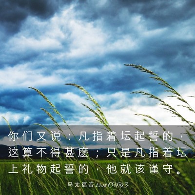 Picture 03 - 马 太 福 音 23:18 CUVS - 你 们 又 说 ： 凡 指 着 坛 起 誓 的 - Bible Verse Picture