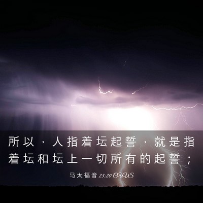 Picture 03 - 马 太 福 音 23:20 CUVS - 所 以 ， 人 指 着 坛 起 誓 ， 就 是 - Bible Verse Picture