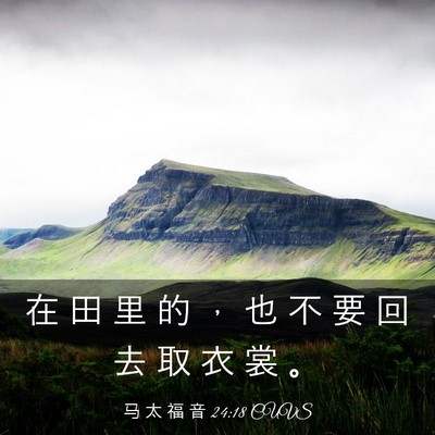Picture 03 - 马 太 福 音 24:18 CUVS - 在 田 里 的 ， 也 不 要 回 去 取 衣 - Bible Verse Picture