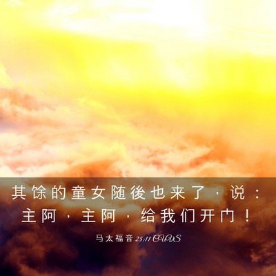 Picture 03 - 马 太 福 音 25:11 CUVS - 其 馀 的 童 女 随 後 也 来 了 ， 说 - Bible Verse Picture