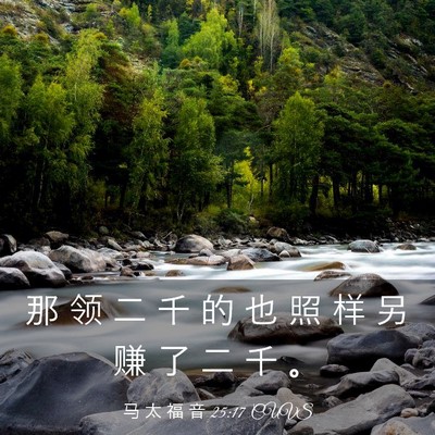 Picture 03 - 马 太 福 音 25:17 CUVS - 那 领 二 千 的 也 照 样 另 赚 了 二 - Bible Verse Picture