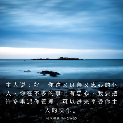 Picture 03 - 马 太 福 音 25:21 CUVS - 主 人 说 ： 好 ， 你 这 又 良 善 又 - Bible Verse Picture