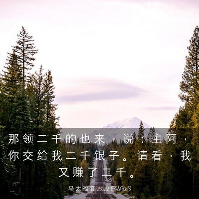 Picture 03 - 马 太 福 音 25:22 CUVS - 那 领 二 千 的 也 来 ， 说 ： 主 阿 - Bible Verse Picture