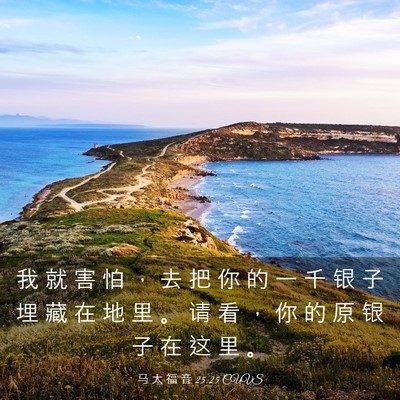 Picture 03 - 马 太 福 音 25:25 CUVS - 我 就 害 怕 ， 去 把 你 的 一 千 银 - Bible Verse Picture