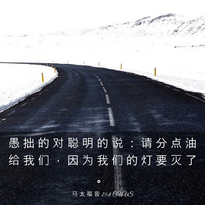 Picture 03 - 马 太 福 音 25:8 CUVS - 愚 拙 的 对 聪 明 的 说 ： 请 分 点 - Bible Verse Picture