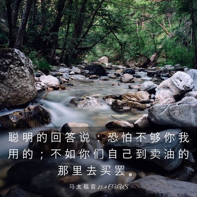 Picture 03 - 马 太 福 音 25:9 CUVS - 聪 明 的 回 答 说 ： 恐 怕 不 够 你 - Bible Verse Picture