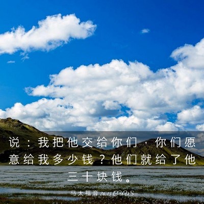 Picture 03 - 马 太 福 音 26:15 CUVS - 说 ： 我 把 他 交 给 你 们 ， 你 们 - Bible Verse Picture
