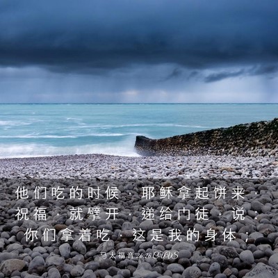 Picture 03 - 马 太 福 音 26:26 CUVS - 他 们 吃 的 时 候 ， 耶 稣 拿 起 饼 - Bible Verse Picture