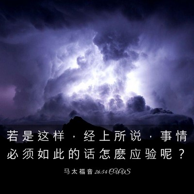 Picture 03 - 马 太 福 音 26:54 CUVS - 若 是 这 样 ， 经 上 所 说 ， 事 情 - Bible Verse Picture