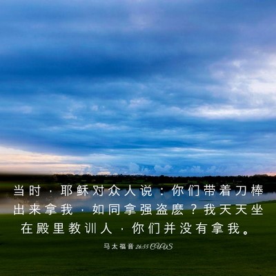 Picture 03 - 马 太 福 音 26:55 CUVS - 当 时 ， 耶 稣 对 众 人 说 ： 你 们 - Bible Verse Picture