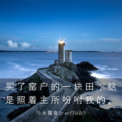 Picture 03 - 马 太 福 音 27:10 CUVS - 买 了 窑 户 的 一 块 田 ； 这 是 照 - Bible Verse Picture