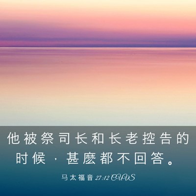 Picture 03 - 马 太 福 音 27:12 CUVS - 他 被 祭 司 长 和 长 老 控 告 的 时 - Bible Verse Picture