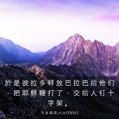 Picture 03 - 马 太 福 音 27:26 CUVS - 於 是 彼 拉 多 释 放 巴 拉 巴 给 他 - Bible Verse Picture