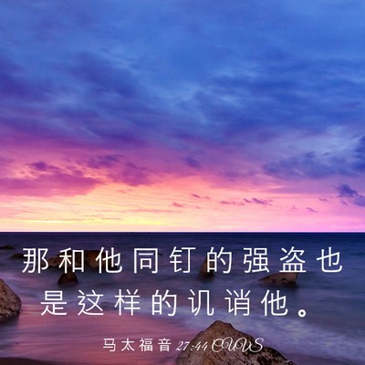 Picture 03 - 马 太 福 音 27:44 CUVS - 那 和 他 同 钉 的 强 盗 也 是 这 样 - Bible Verse Picture