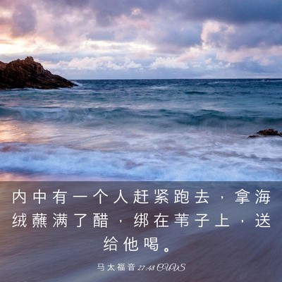 Picture 03 - 马 太 福 音 27:48 CUVS - 内 中 有 一 个 人 赶 紧 跑 去 ， 拿 - Bible Verse Picture