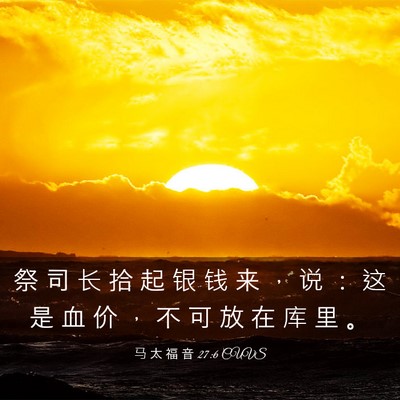 Picture 03 - 马 太 福 音 27:6 CUVS - 祭 司 长 拾 起 银 钱 来 ， 说 ： 这 - Bible Verse Picture