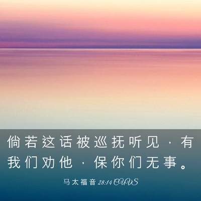 Picture 03 - 马 太 福 音 28:14 CUVS - 倘 若 这 话 被 巡 抚 听 见 ， 有 我 - Bible Verse Picture