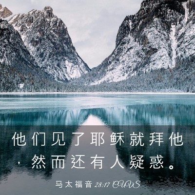 Picture 03 - 马 太 福 音 28:17 CUVS - 他 们 见 了 耶 稣 就 拜 他 ， 然 而 - Bible Verse Picture