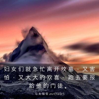 Picture 03 - 马 太 福 音 28:8 CUVS - 妇 女 们 就 急 忙 离 开 坟 墓 ， 又 - Bible Verse Picture
