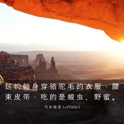 Picture 03 - 马 太 福 音 3:4 CUVS - 这 约 翰 身 穿 骆 驼 毛 的 衣 服 ， - Bible Verse Picture