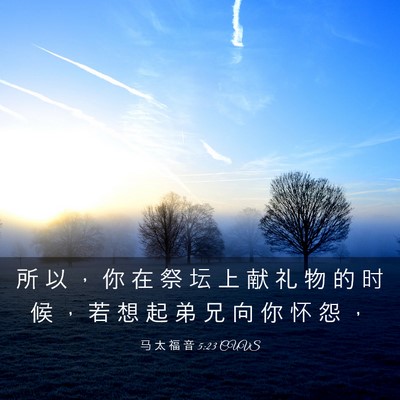 Picture 03 - 马 太 福 音 5:23 CUVS - 所 以 ， 你 在 祭 坛 上 献 礼 物 的 - Bible Verse Picture