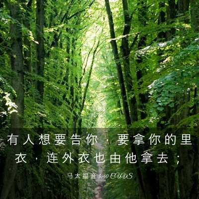 Picture 03 - 马 太 福 音 5:40 CUVS - 有 人 想 要 告 你 ， 要 拿 你 的 里 - Bible Verse Picture